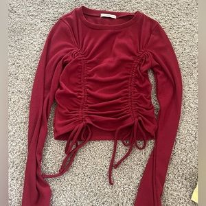 Cute red cinch tie long sleeve!